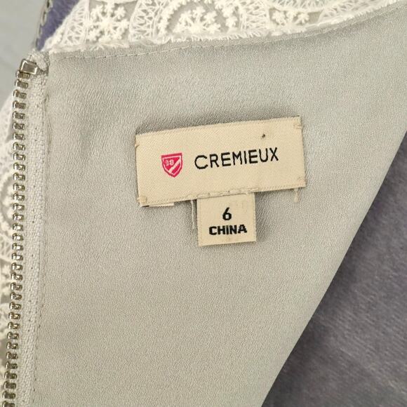 Cremieux Dress Womens 6 Gray Ivory Cotton Lace Embroidered Lined Party Wedding - Picture 3 of 12